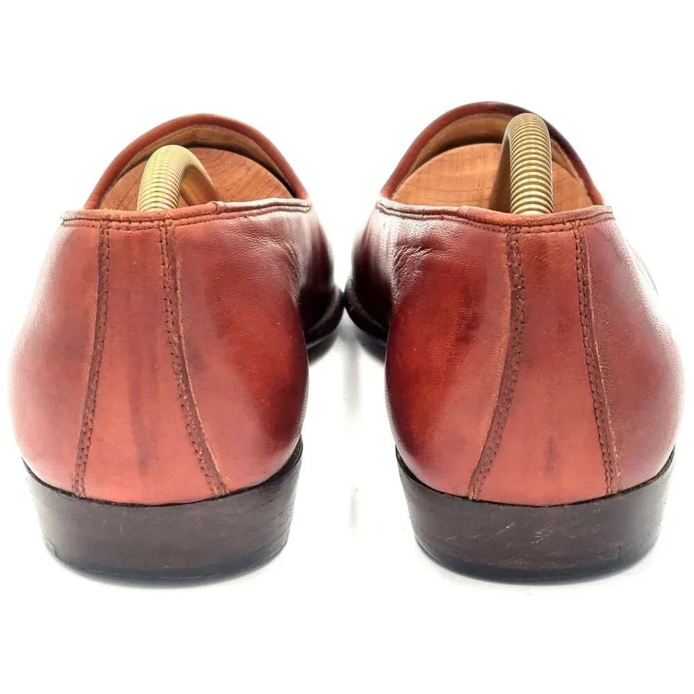 Vintage Bragano Cole Haan Italy Men 8M Brown Calfskin Classic Loafers Dress Shoe - Picture 5 of 13
